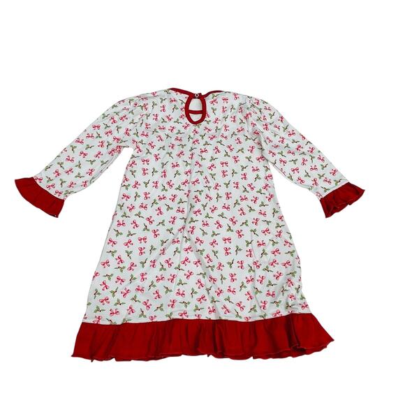 NWT Magnolia Baby 12M Chloe's Classic Ruffle Dress in Holly & Bows - Picture 2 of 4